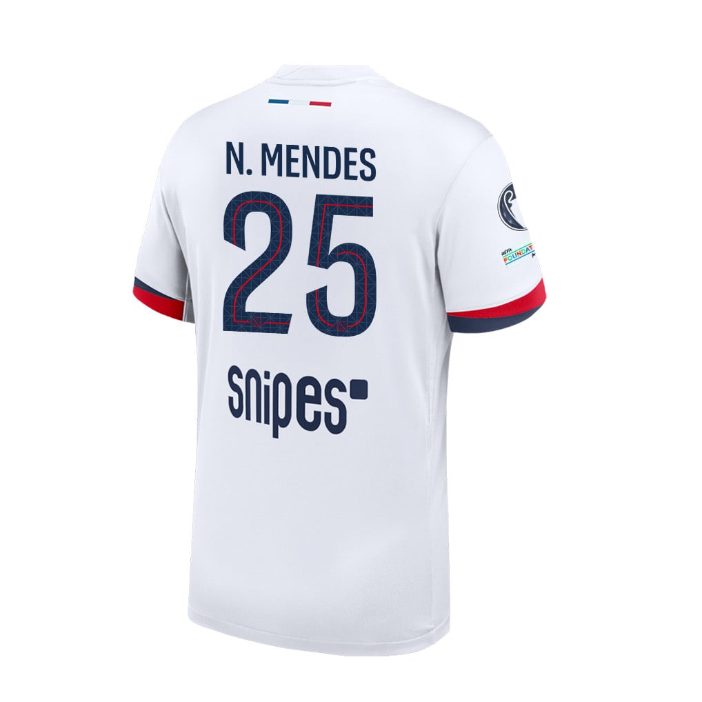 Nuno Mendes 25 Paris Saint-Germain 25/26 Final Match Detail Away Jersey – Men, White