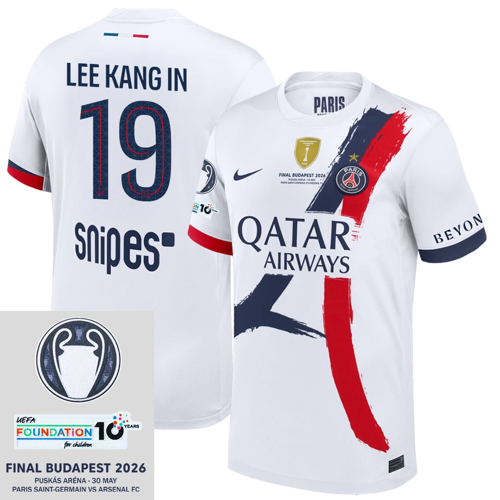 Kang-in Lee 19 Paris Saint-Germain 25/26 Final Match Detail Away Jersey – Men, White
