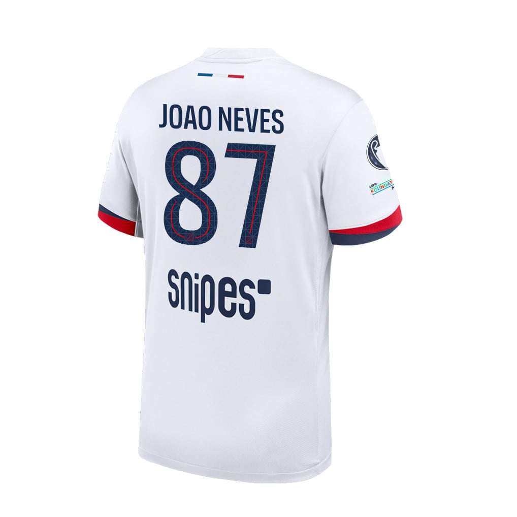 João Neves 87 Paris Saint-Germain 25/26 Final Match Detail Away Jersey – Men, White