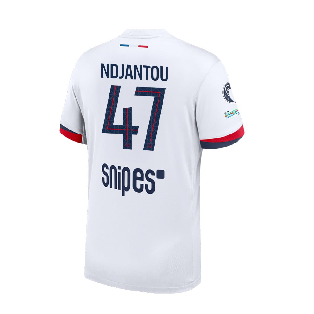 Quentin Ndjantou 47 Paris Saint-Germain 25/26 Final Match Detail Away Jersey – Men, White