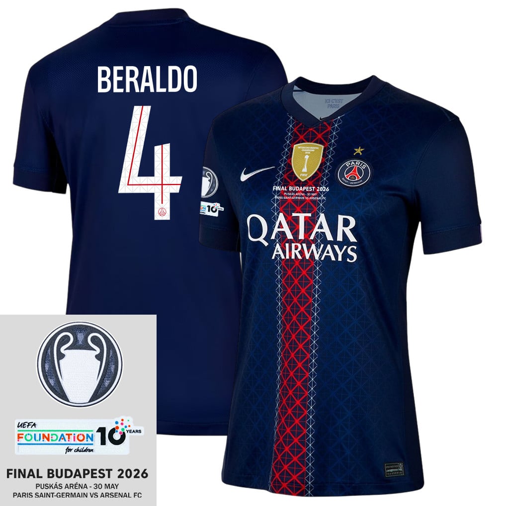 Lucas Beraldo 4 Paris Saint-Germain 25/26 Final Match Details Edition Home Jersey - Women, Navy