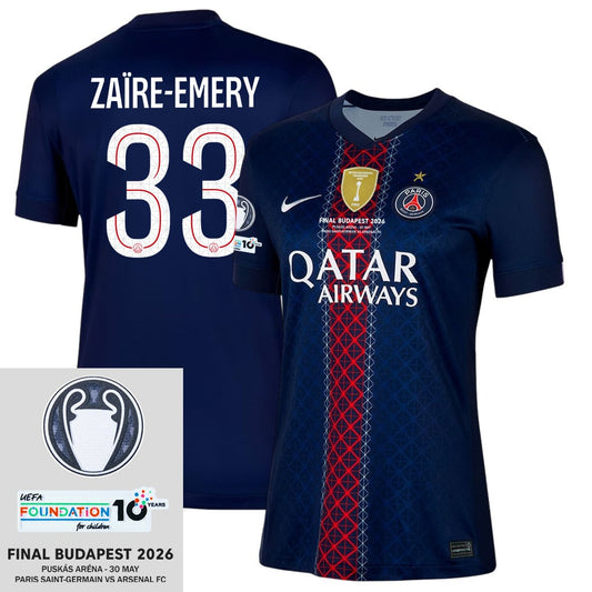 Warren Zaïre-Emery 33 Paris Saint-Germain 25/26 Final Match Details Edition Home Jersey - Women, Navy