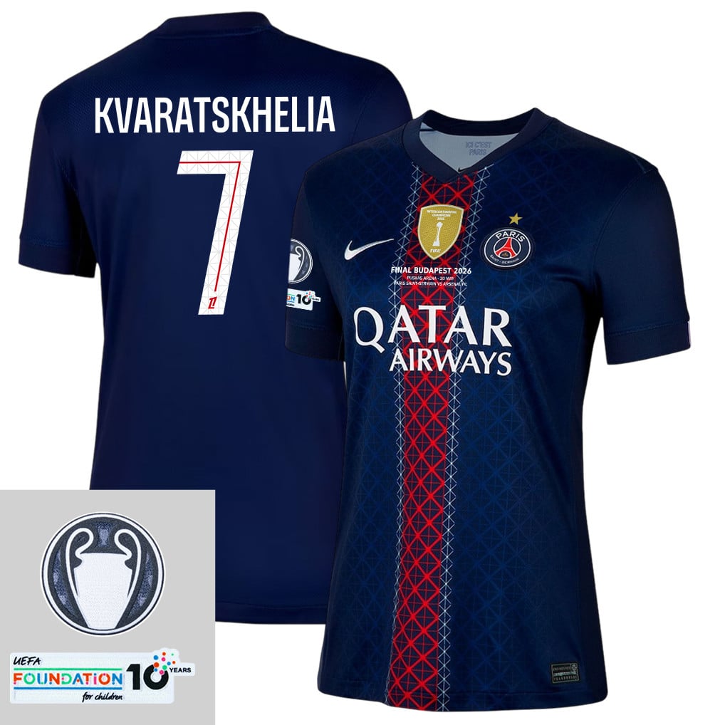 Khvicha Kvaratskhelia 7 Paris Saint-Germain 25/26 Final Match Details Edition Home Jersey - Women, Navy