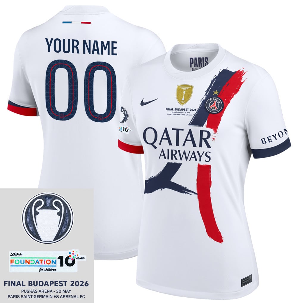 Paris Saint-Germain 25/26 Final Match Details Edition Custom Name Away Jersey - Women, White