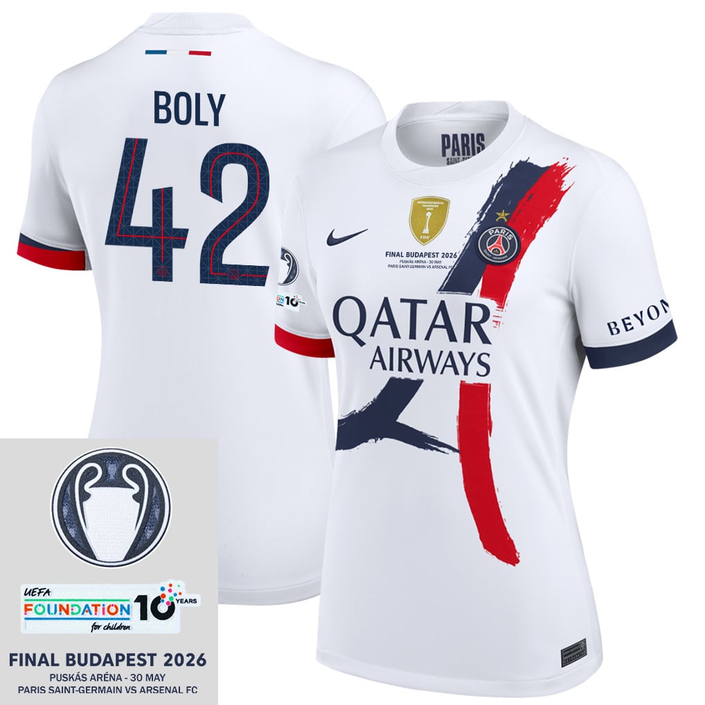 David Boly 42 Paris Saint-Germain 25/26 Final Match Details Edition Away Jersey - Women, White
