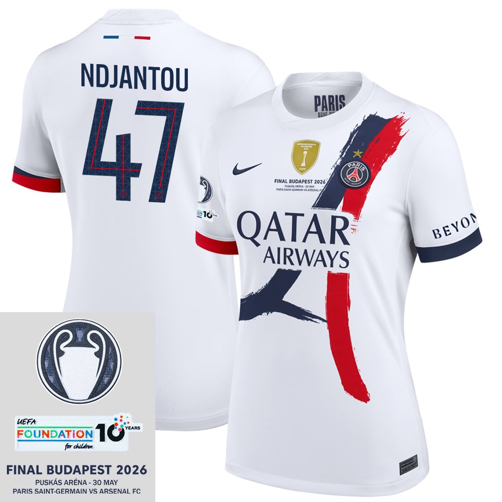 Quentin Ndjantou 47 Paris Saint-Germain 25/26 Final Match Details Edition Away Jersey - Women, White