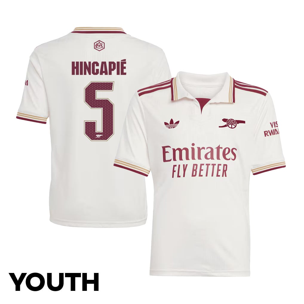 Piero Hincapié 5 Arsenal 25/26 Third YOUTH Jersey - White