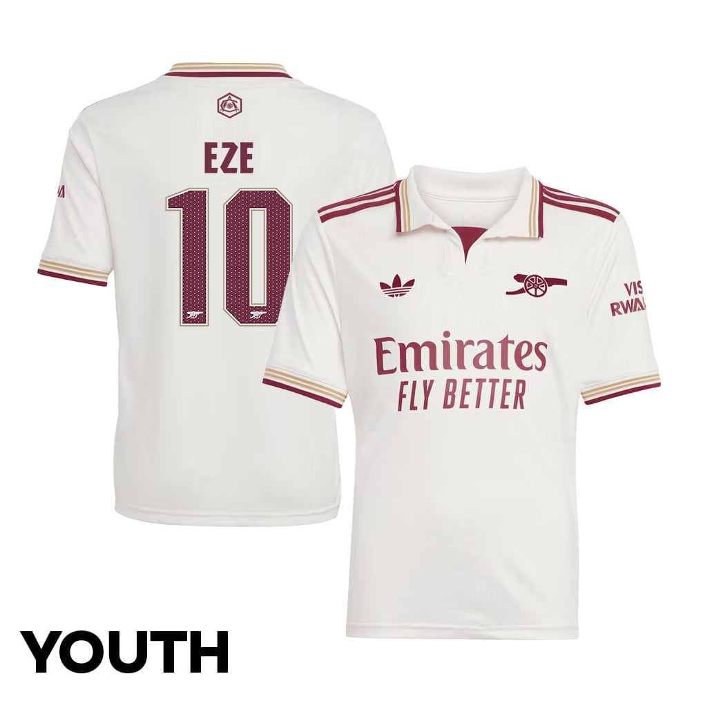 Eberechi Eze 10 Arsenal 25/26 Third YOUTH Jersey - White