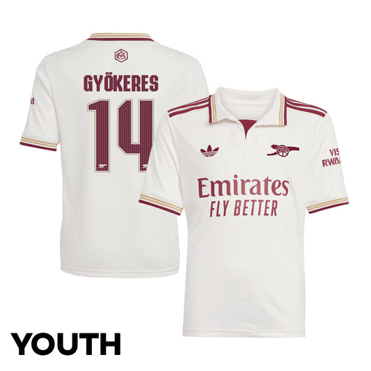 Viktor Gyökeres 14 Arsenal 25/26 Third YOUTH Jersey - White