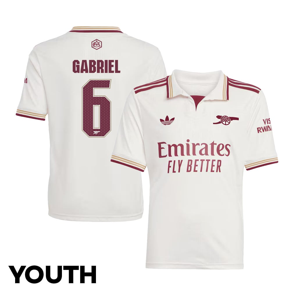 Gabriel 6 Arsenal 25/26 Third YOUTH Jersey - White