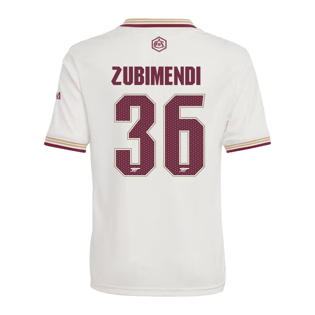 Martin Zubimendi 36 Arsenal 25/26 Third YOUTH Jersey - White