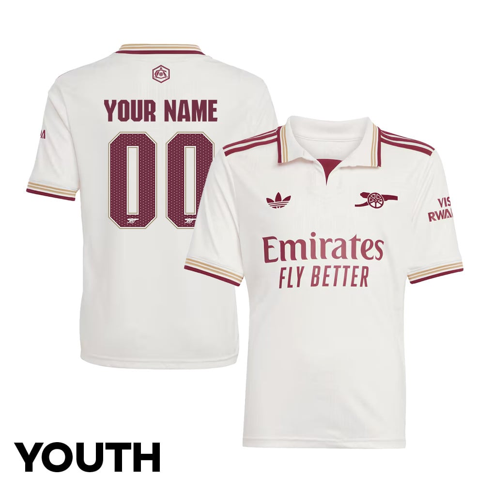 Arsenal 25/26 Personalized Third YOUTH Jersey - White