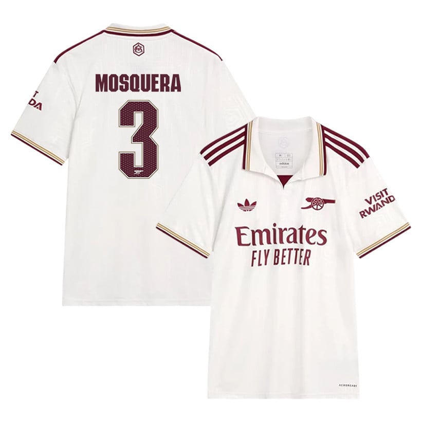 Cristhian Mosquera 3 Arsenal 25/26 Third Men Jersey - White