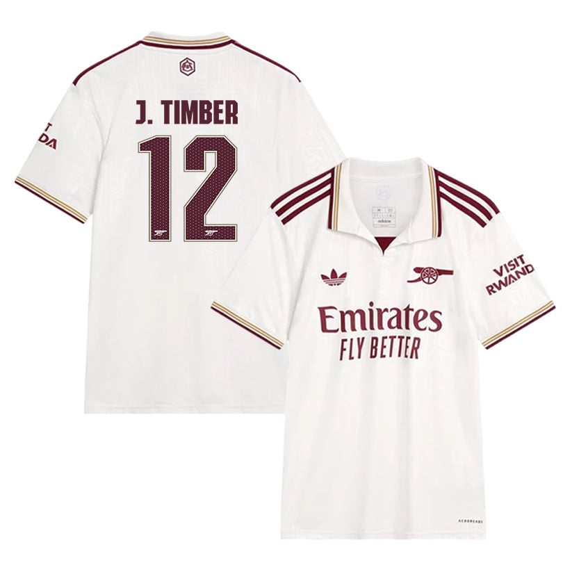 Jurriën Timber 12 Arsenal 25/26 Third Men Jersey - White