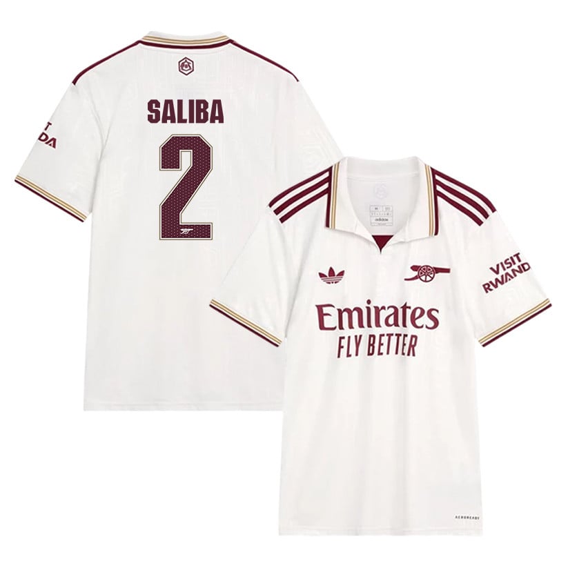 William Saliba 2 Arsenal 25/26 Third Men Jersey - White