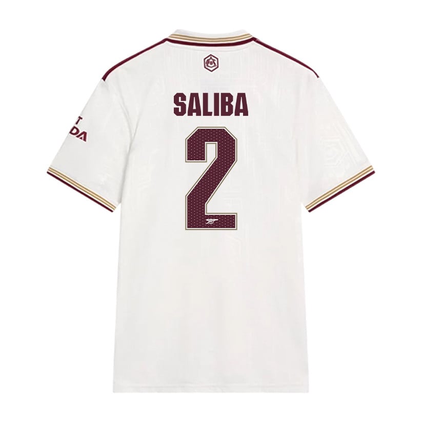 William Saliba 2 Arsenal 25/26 Third Men Jersey - White