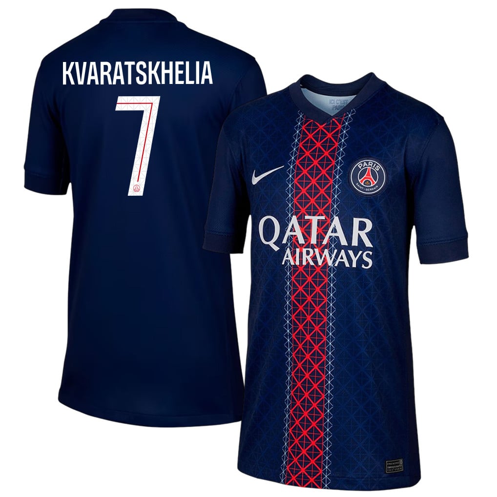 Khvicha Kvaratskhelia 7 Paris Saint-Germain 25/26 Home YOUTH Jersey - Navy