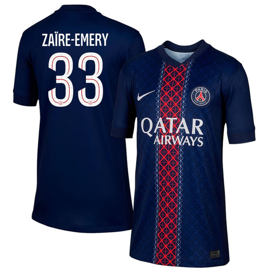 Warren Zaïre-Emery 33 Paris Saint-Germain 25/26 Home YOUTH Jersey - Navy
