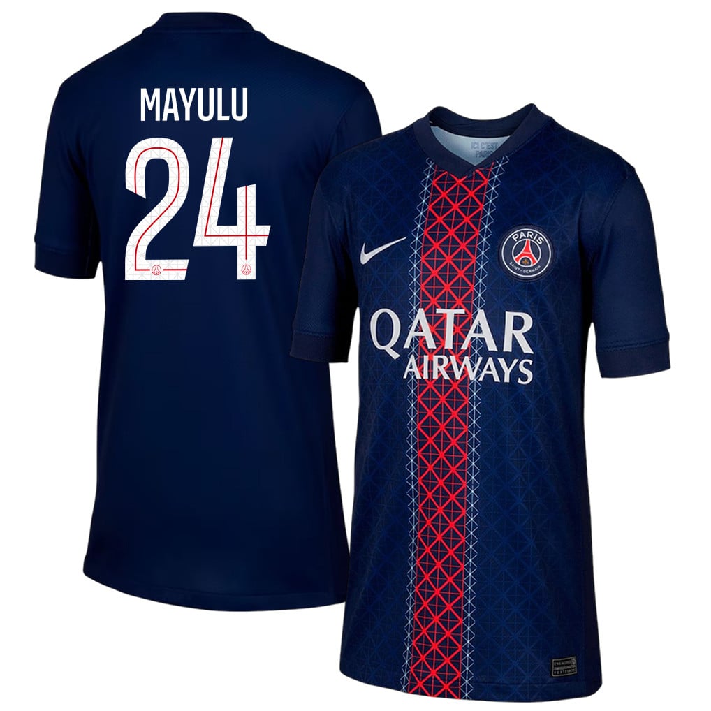 Senny Mayulu 24 Paris Saint-Germain 25/26 Home YOUTH Jersey - Navy