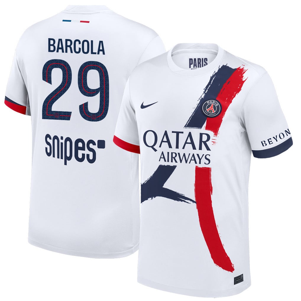 Bradley Barcola 29 Paris Saint-Germain 25/26 Away Men Jersey - White