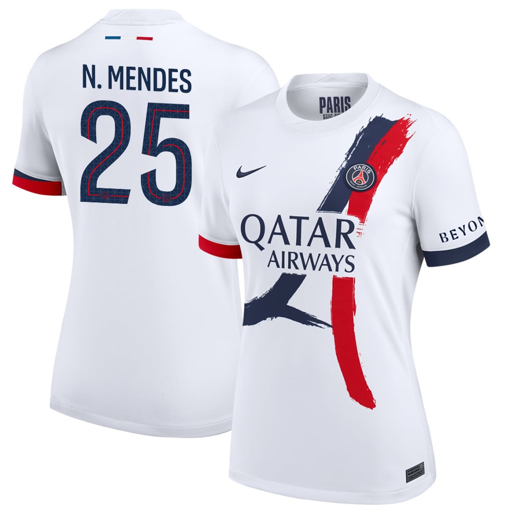 Nuno Mendes 25 Paris Saint-Germain 25/26 Away Women Jersey - White