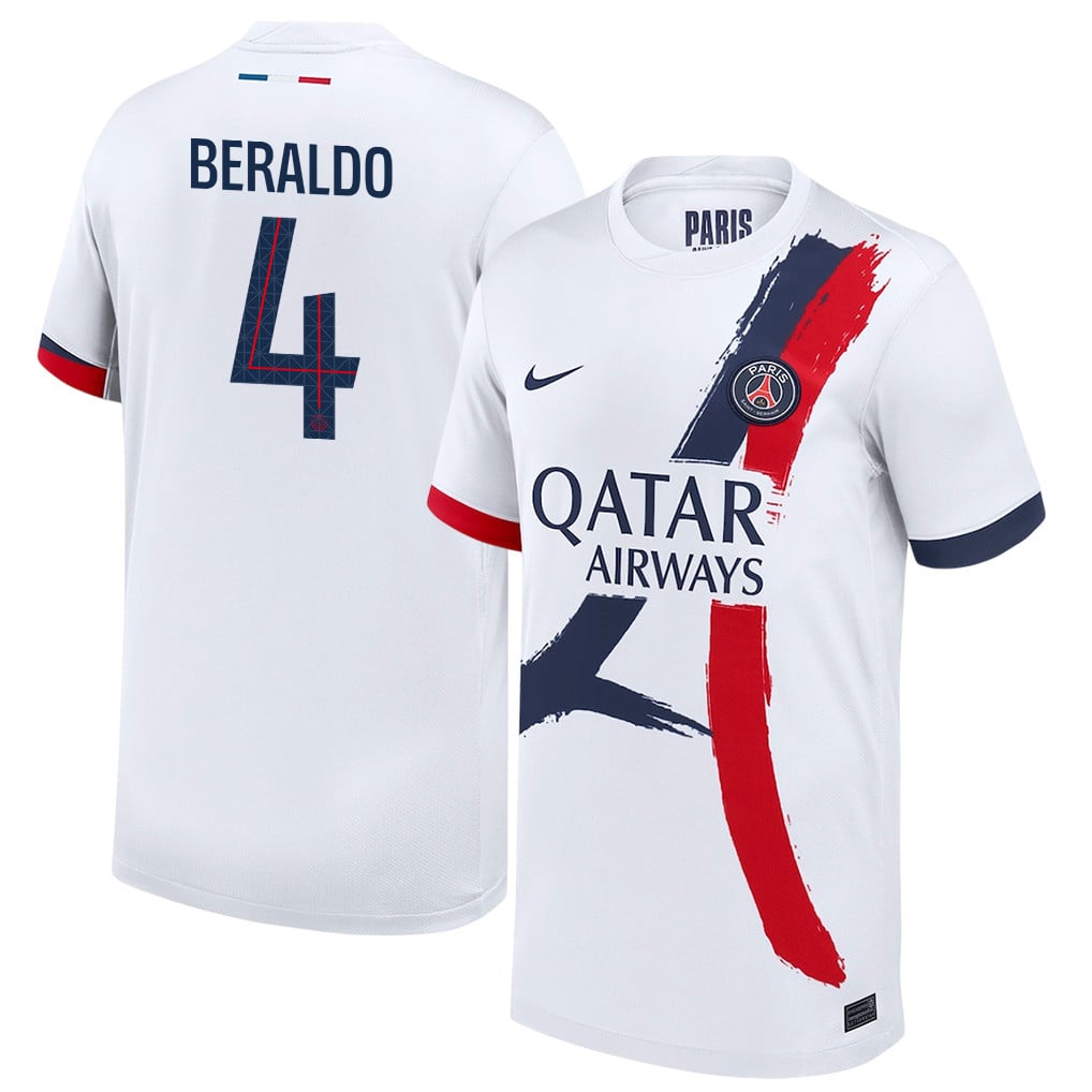 Lucas Beraldo 4 Paris Saint-Germain 25/26 Away YOUTH Jersey - White