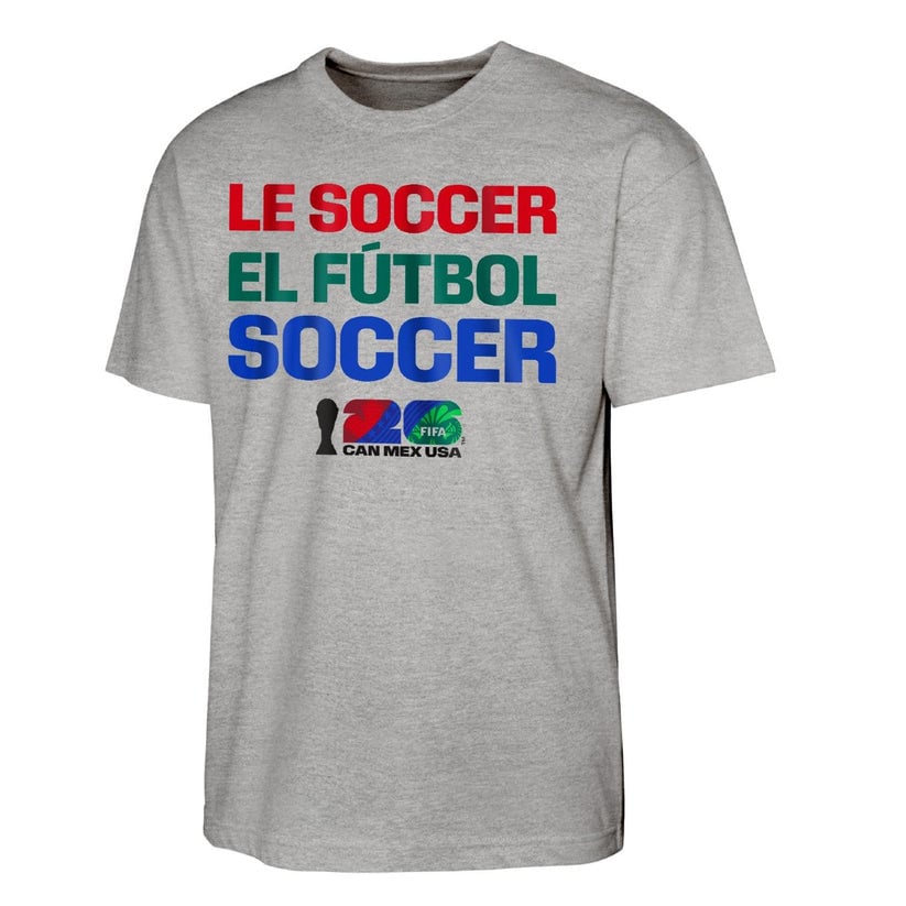 FIFA World Cup 2026 Multilingual Soccer Graphic Cotton Unisex T-Shirt - Grey