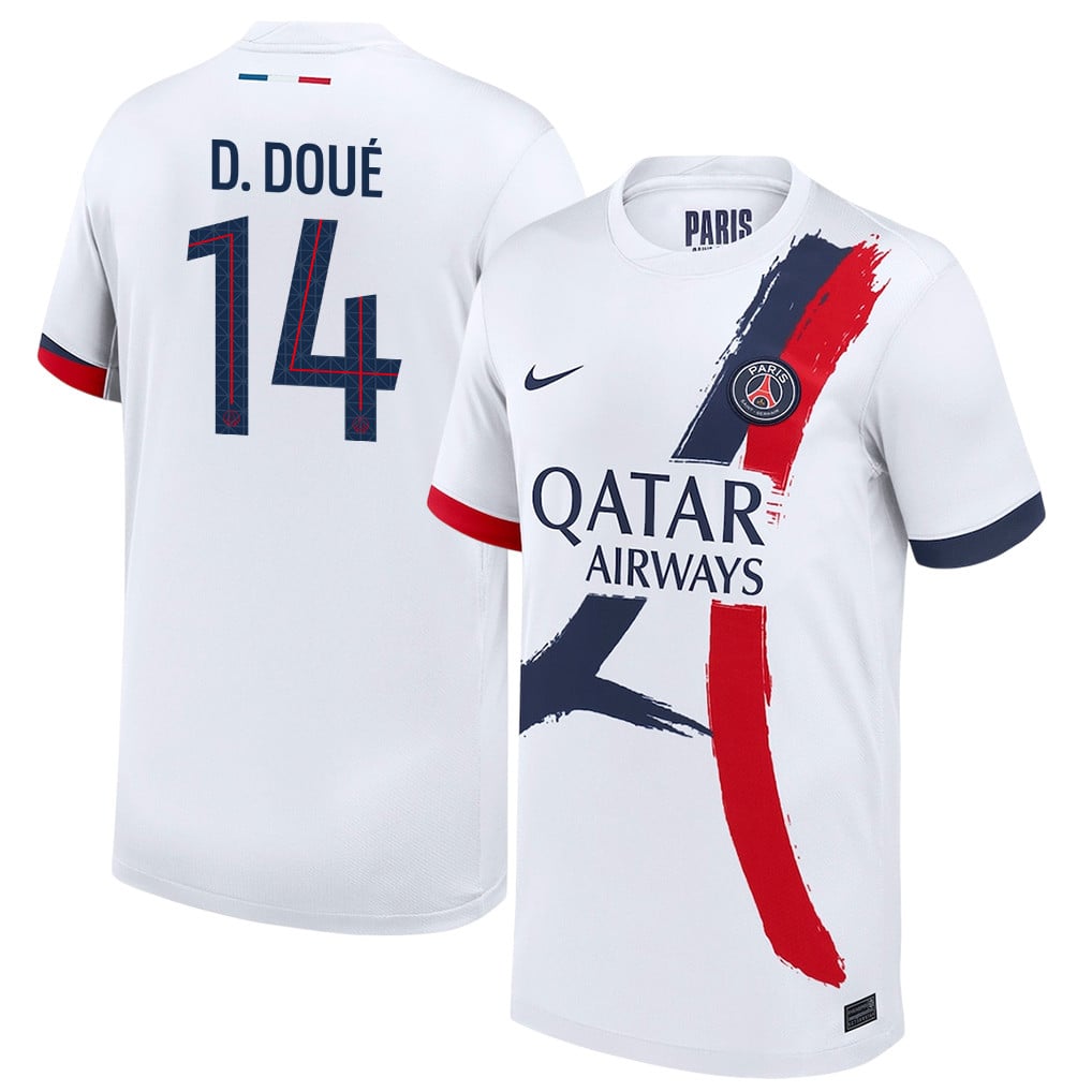 Désiré Doué 14 Paris Saint-Germain 25/26 Away YOUTH Jersey - White