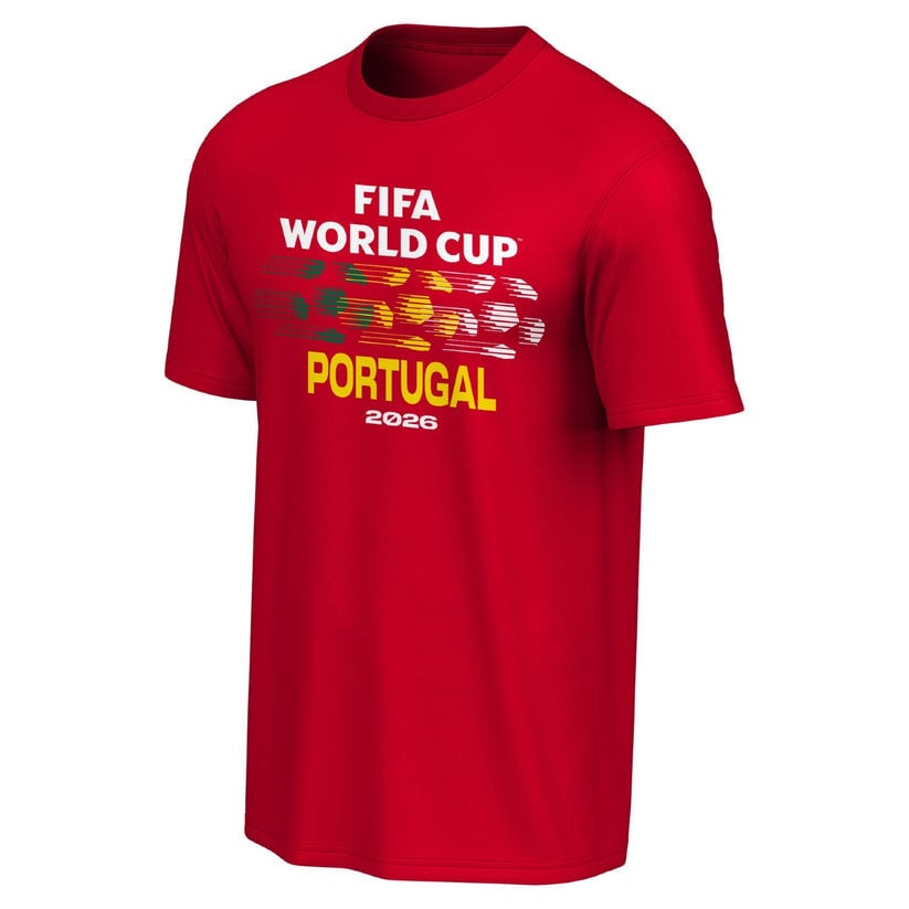 Portugal FIFA World Cup 2026 Striped Soccer Ball Graphic T-Shirt - Red