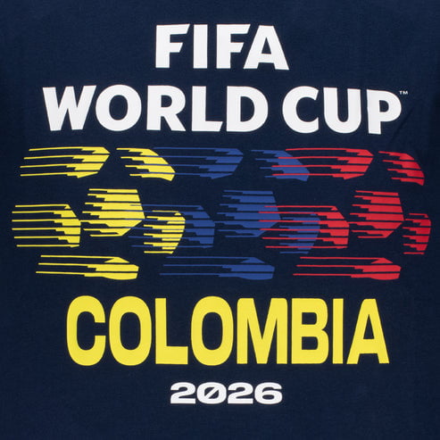 Colombia FIFA World Cup 2026 Striped Soccer Ball Graphic T-Shirt - Navy