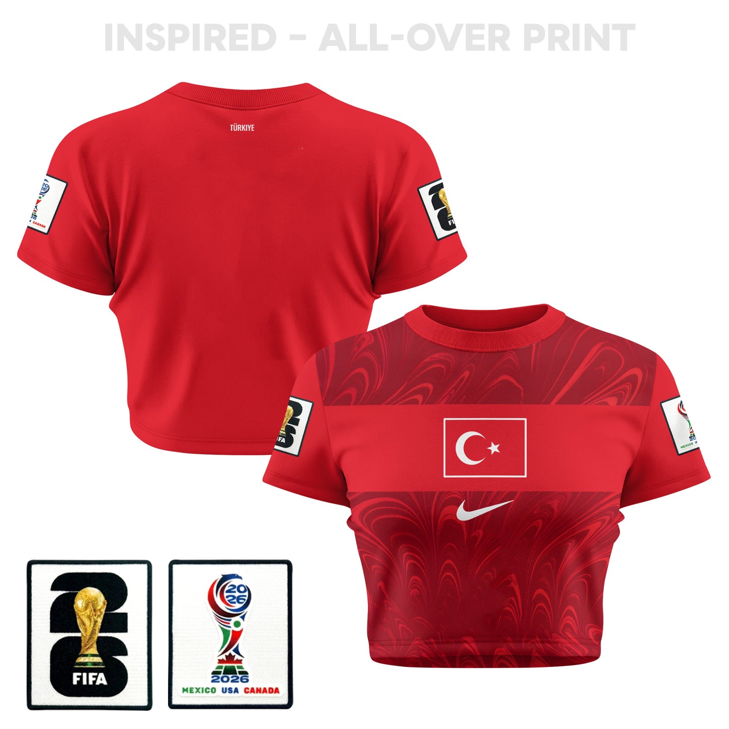 Turkey 2026 Women's Home All-Over Print Cropped Jersey - Red