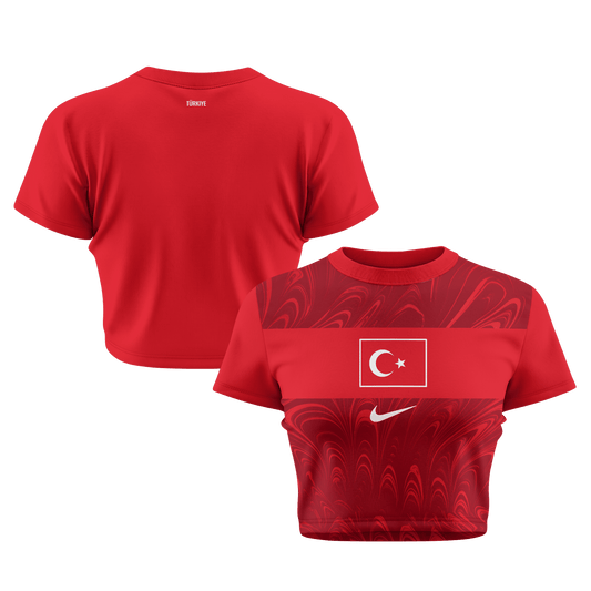 Turkey 2026 Women's Home All-Over Print Cropped Jersey - Red