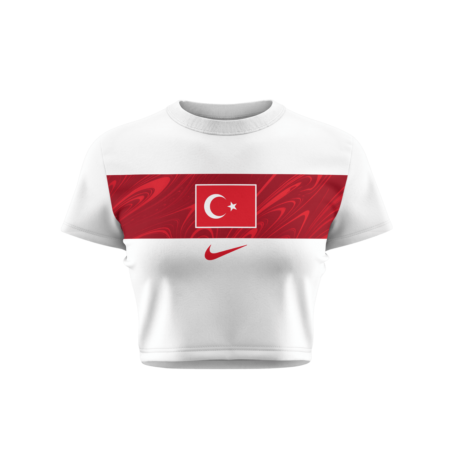 Turkey 2026 Women's Away All-Over Print Cropped Jersey - White