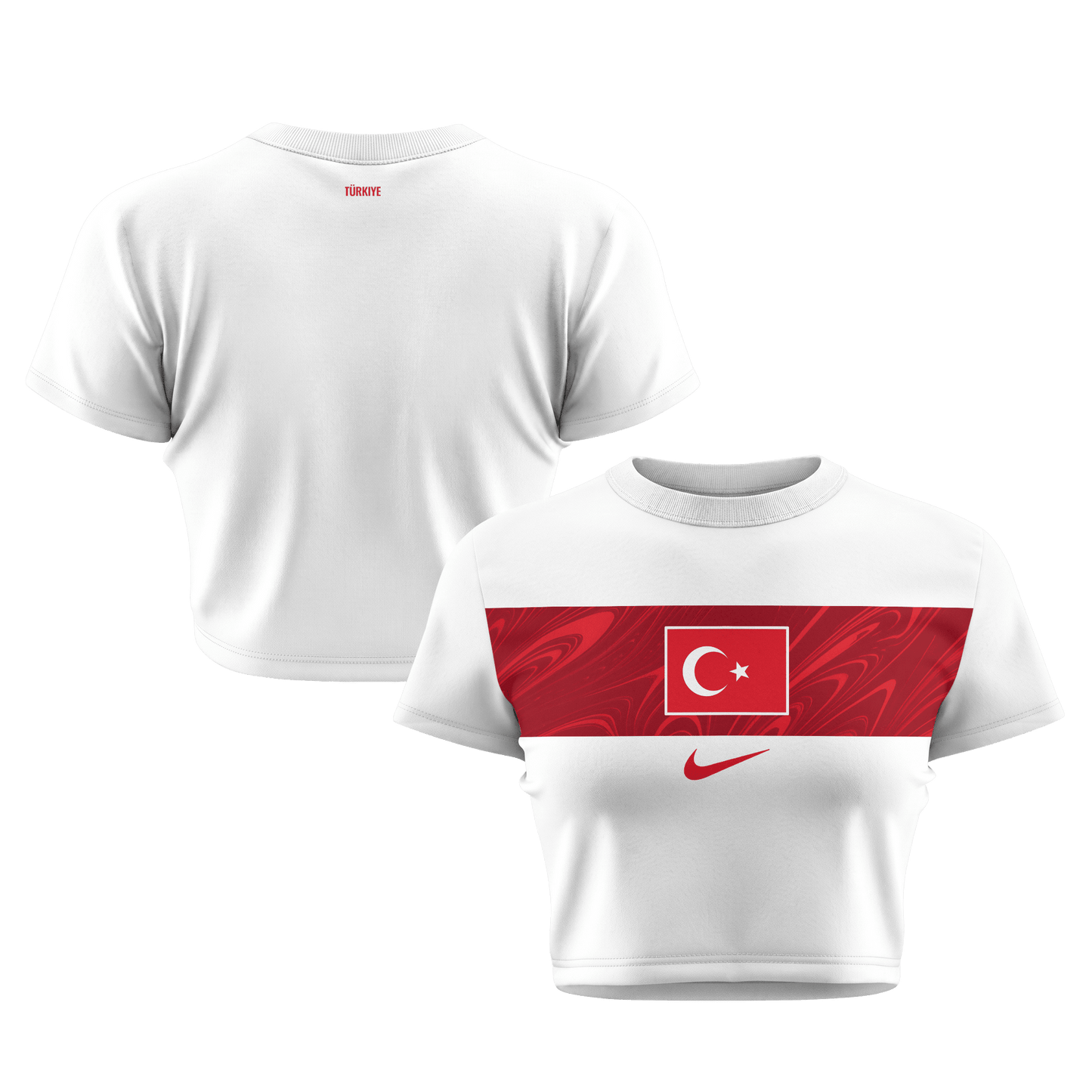 Turkey 2026 Women's Away All-Over Print Cropped Jersey - White