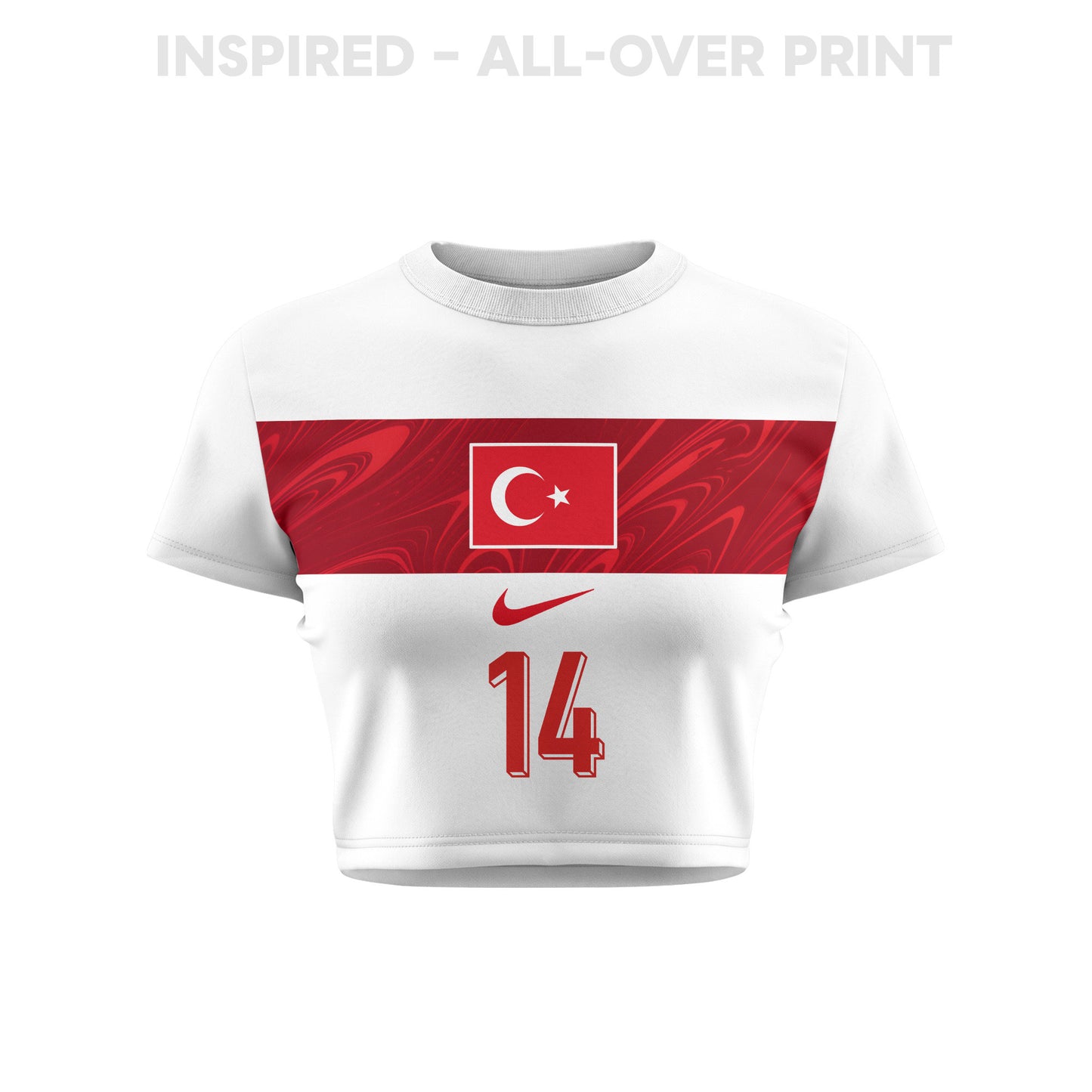 Abdulkerim Bardakci 14 Turkey 2026 Women's Away All-Over Print Cropped Jersey - White