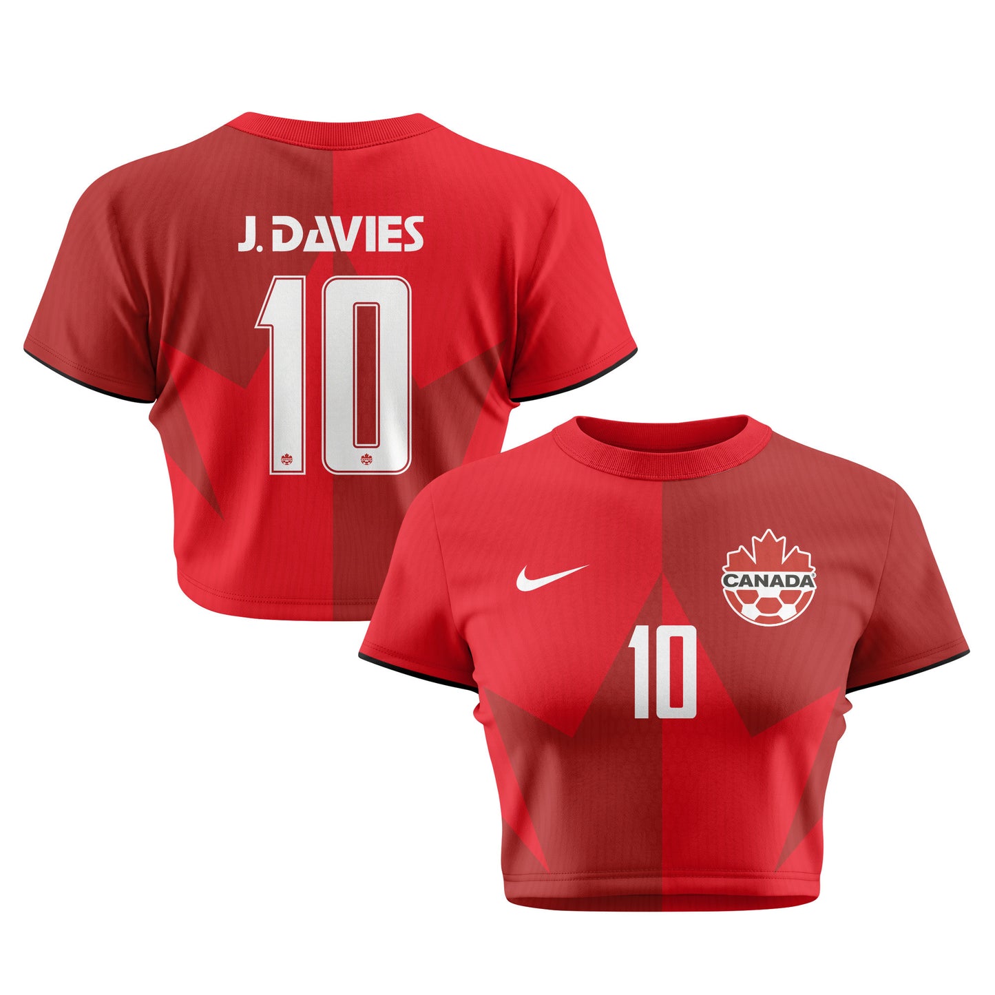 Jonathan David 10 Canada 2026 Women's Home All-Over Print Cropped Jersey - Red