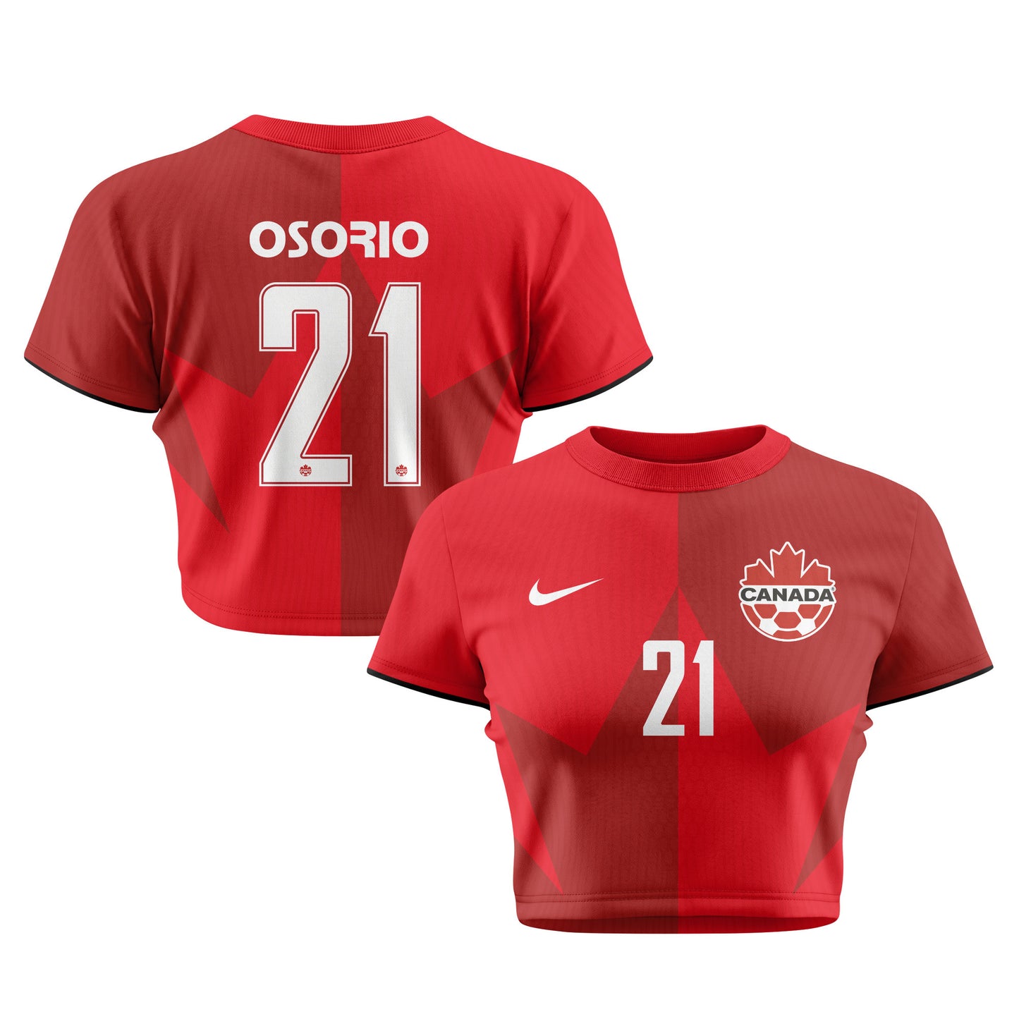 Jonathan Osorio 21 Canada 2026 Women's Home All-Over Print Cropped Jersey - Red