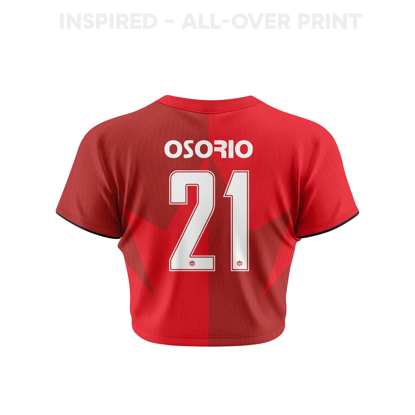 Jonathan Osorio 21 Canada 2026 Women's Home All-Over Print Cropped Jersey - Red