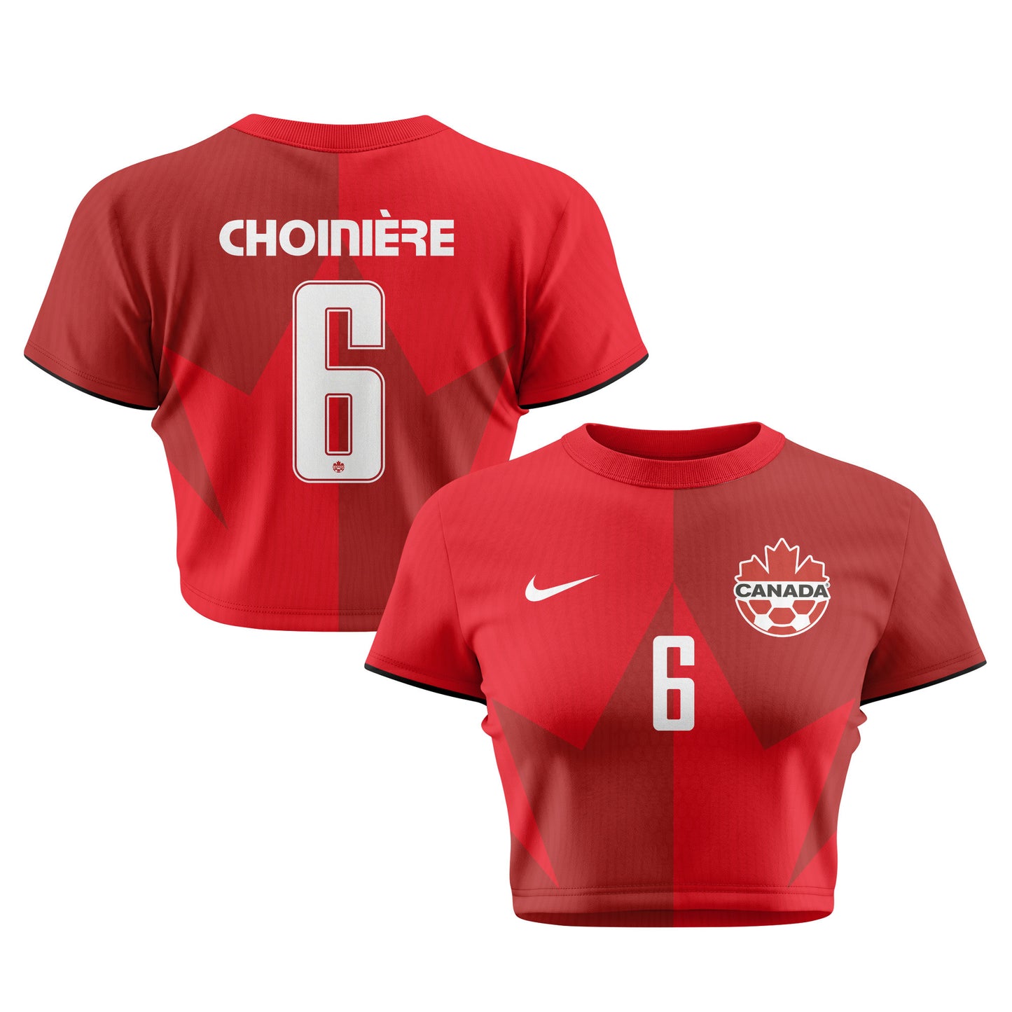 Mathieu Choinière 6 Canada 2026 Women's Home All-Over Print Cropped Jersey - Red