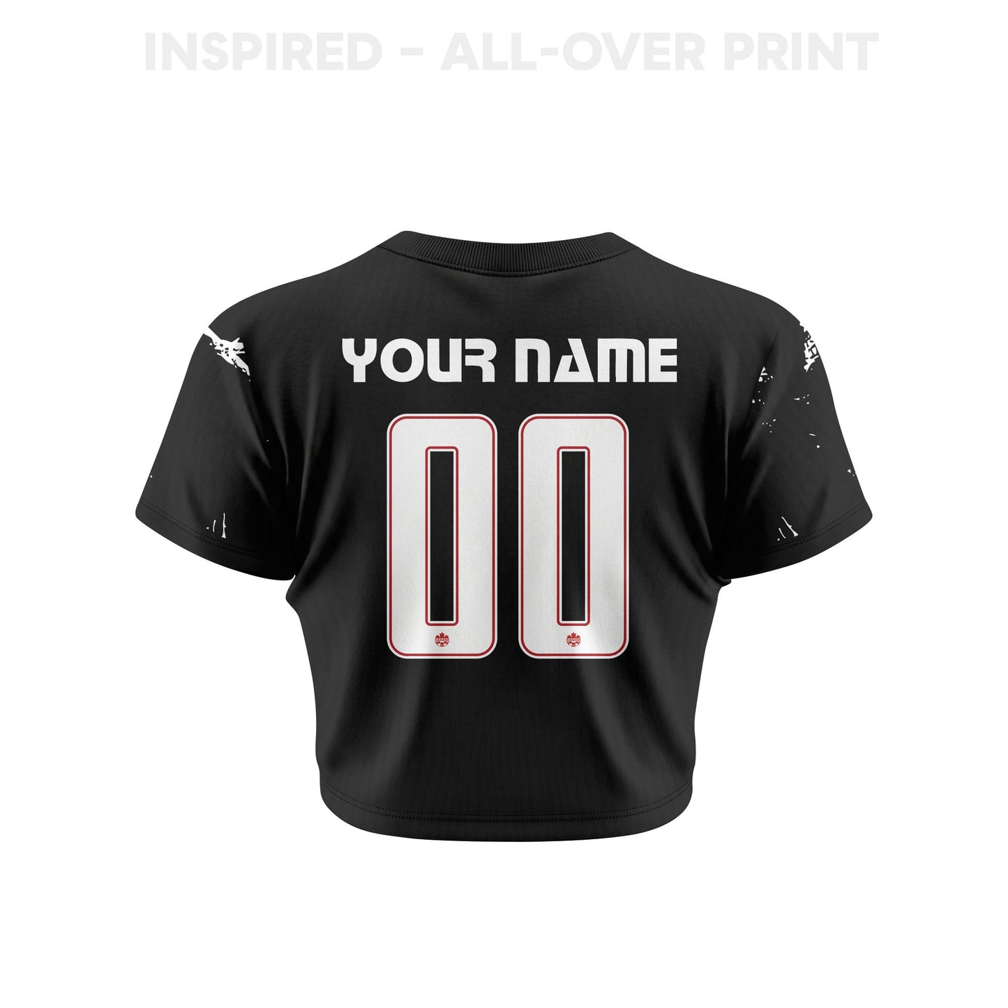 Canada 2026 Women's Away Personalized All-Over Print Cropped Jersey - Black