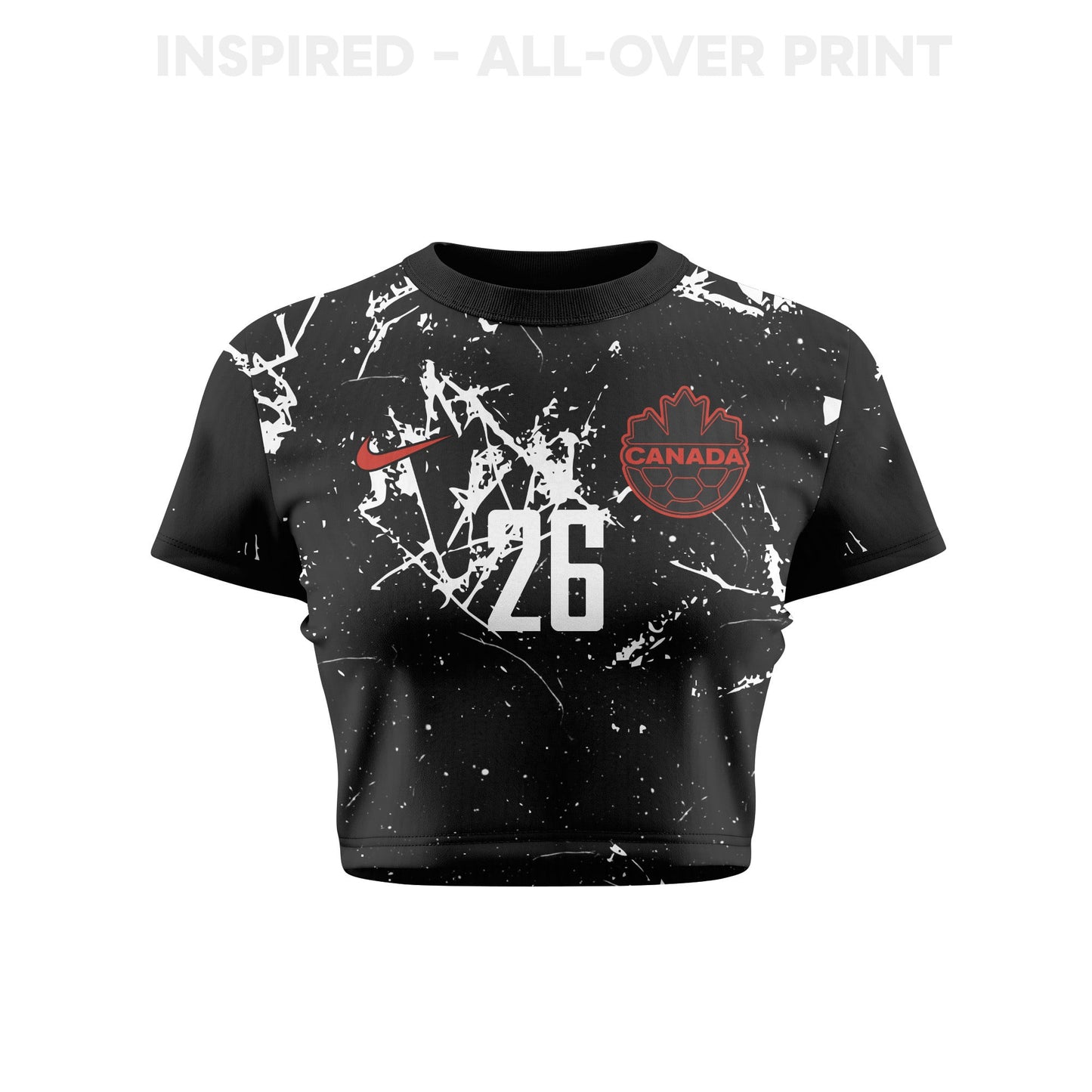 Marcelo Flores 26 Canada 2026 Women's Away All-Over Print Cropped Jersey - Black