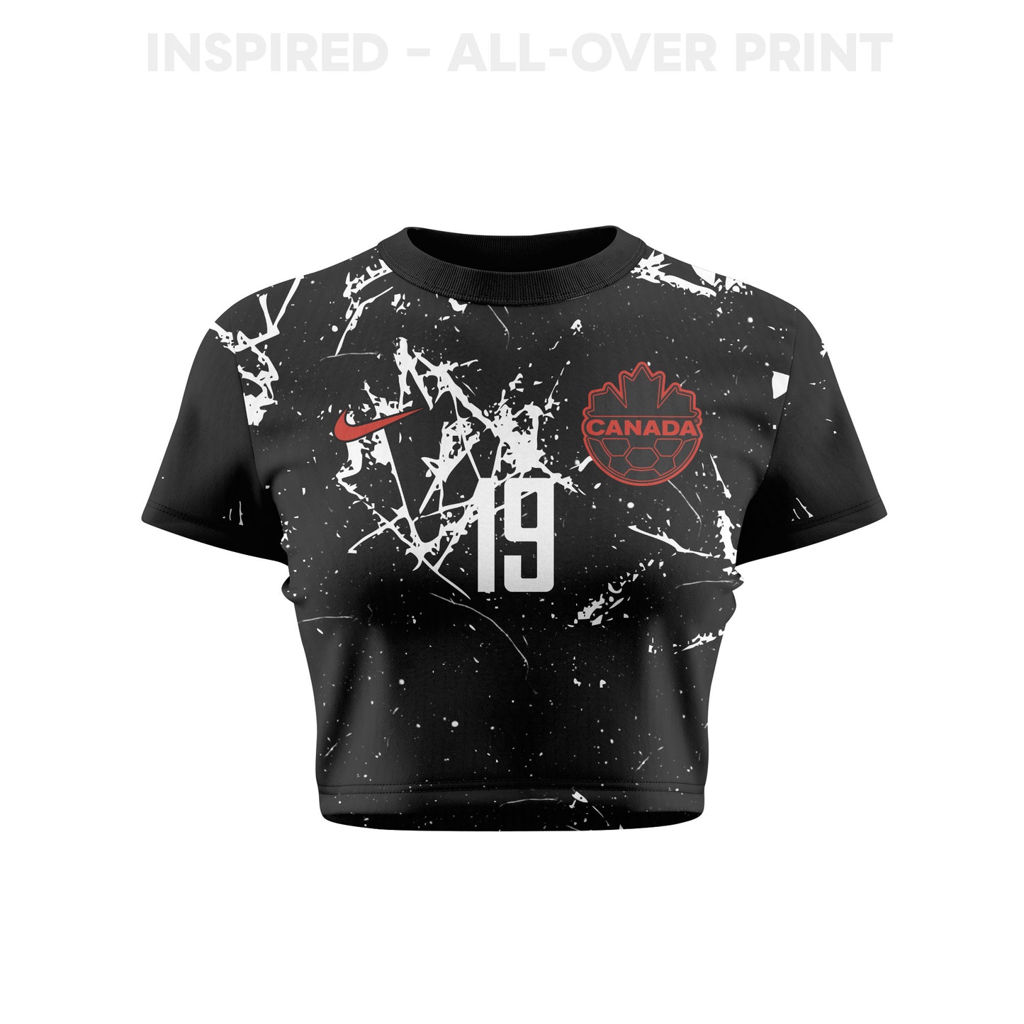 Tiago Coimbra 19 Canada 2026 Women's Away All-Over Print Cropped Jersey - Black