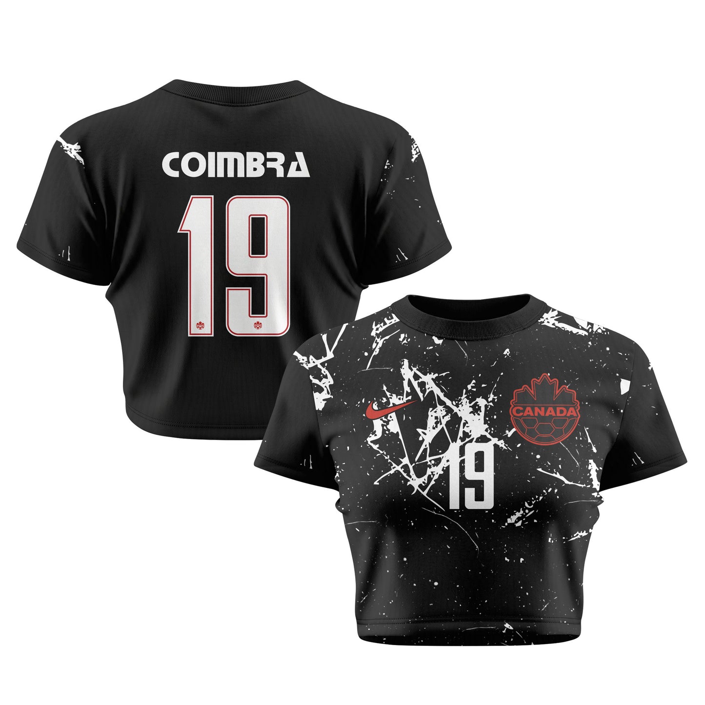 Tiago Coimbra 19 Canada 2026 Women's Away All-Over Print Cropped Jersey - Black