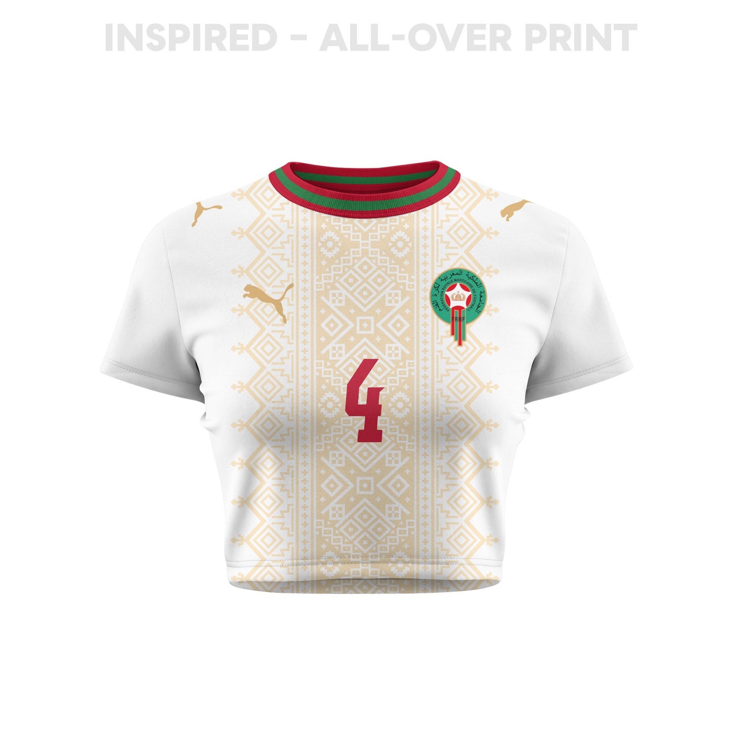 Sofyan Amrabat 4 Morocco 2026 Women's Away All-Over Print Cropped Jersey - White