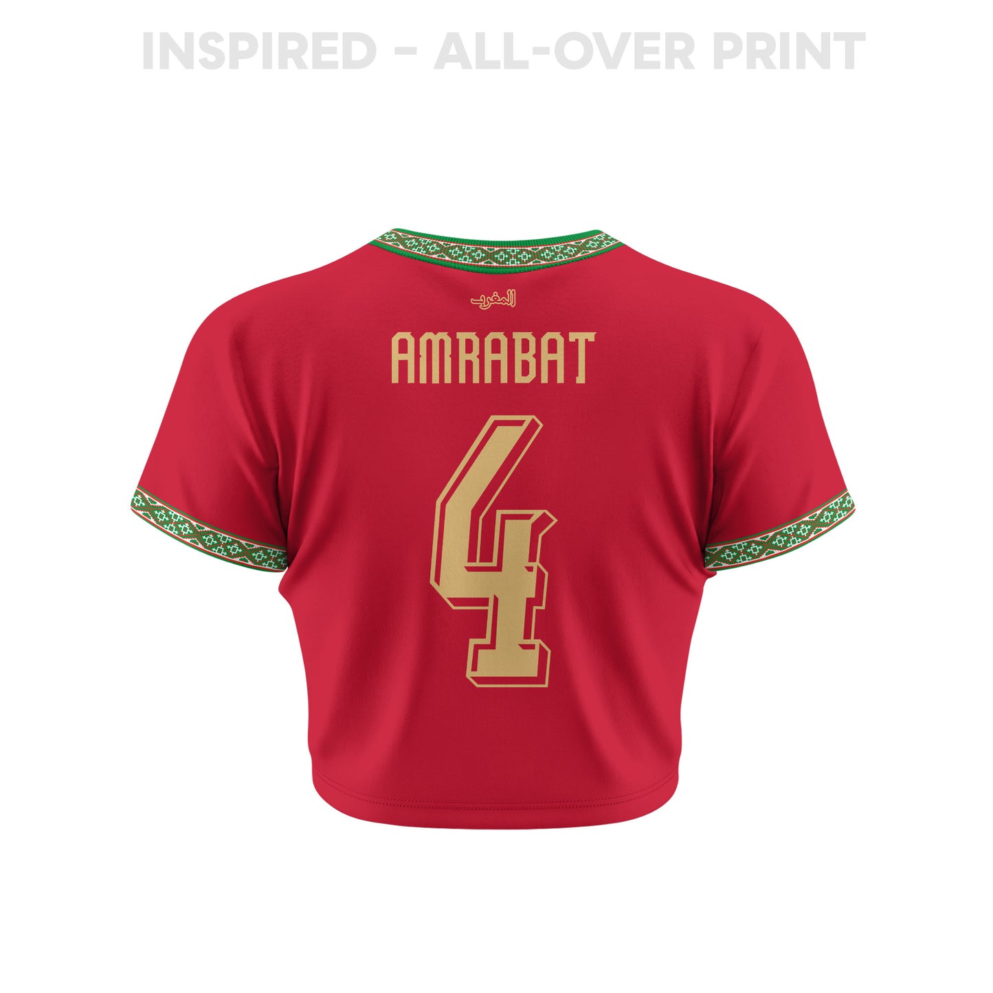 Sofyan Amrabat 4 Morocco 2026 Women's Home All-Over Print Cropped Jersey - Red