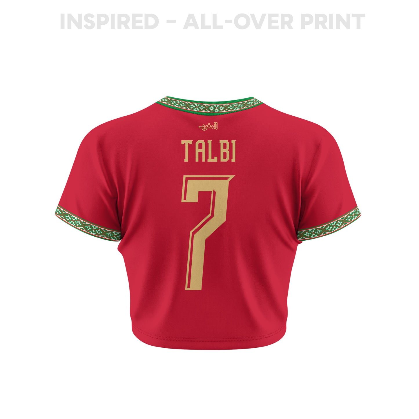 Chemsdine Talbi 7 Morocco 2026 Women's Home All-Over Print Cropped Jersey - Red
