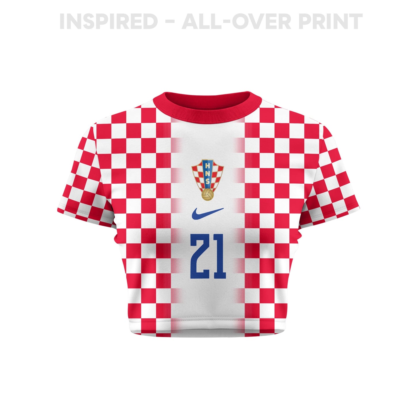 Luka Sučić 21 Croatia 2026 Women's Home All-Over Print Cropped Jersey - White