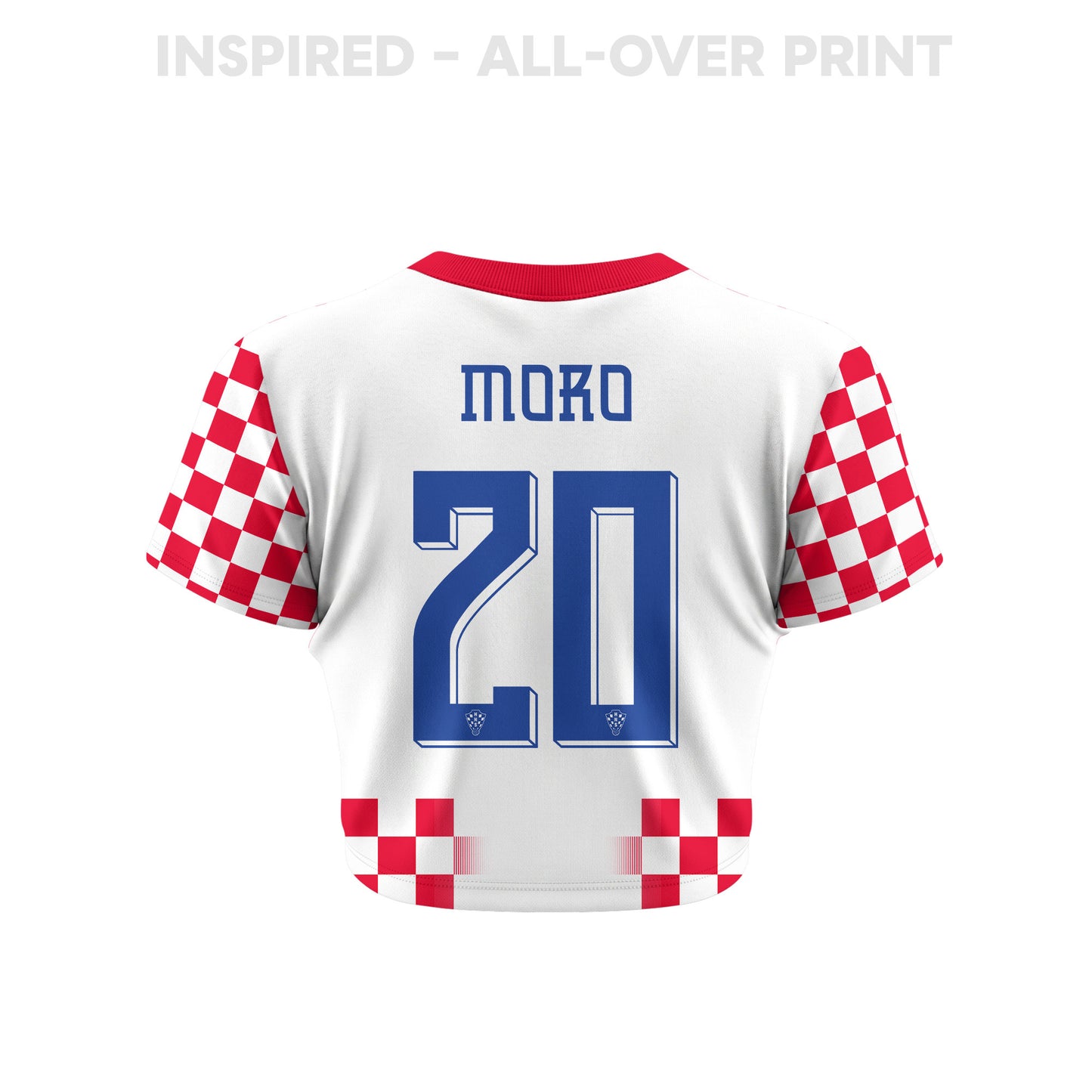 Nikola Moro 20 Croatia 2026 Women's Home All-Over Print Cropped Jersey - White