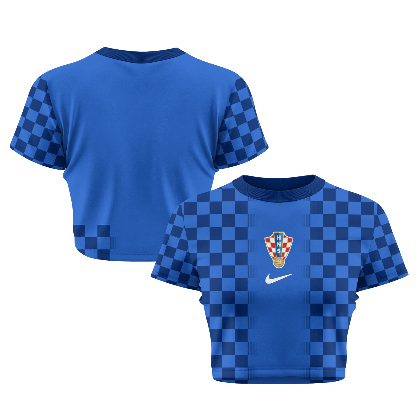 Croatia 2026 Women's Away All-Over Print Cropped Jersey - Blue