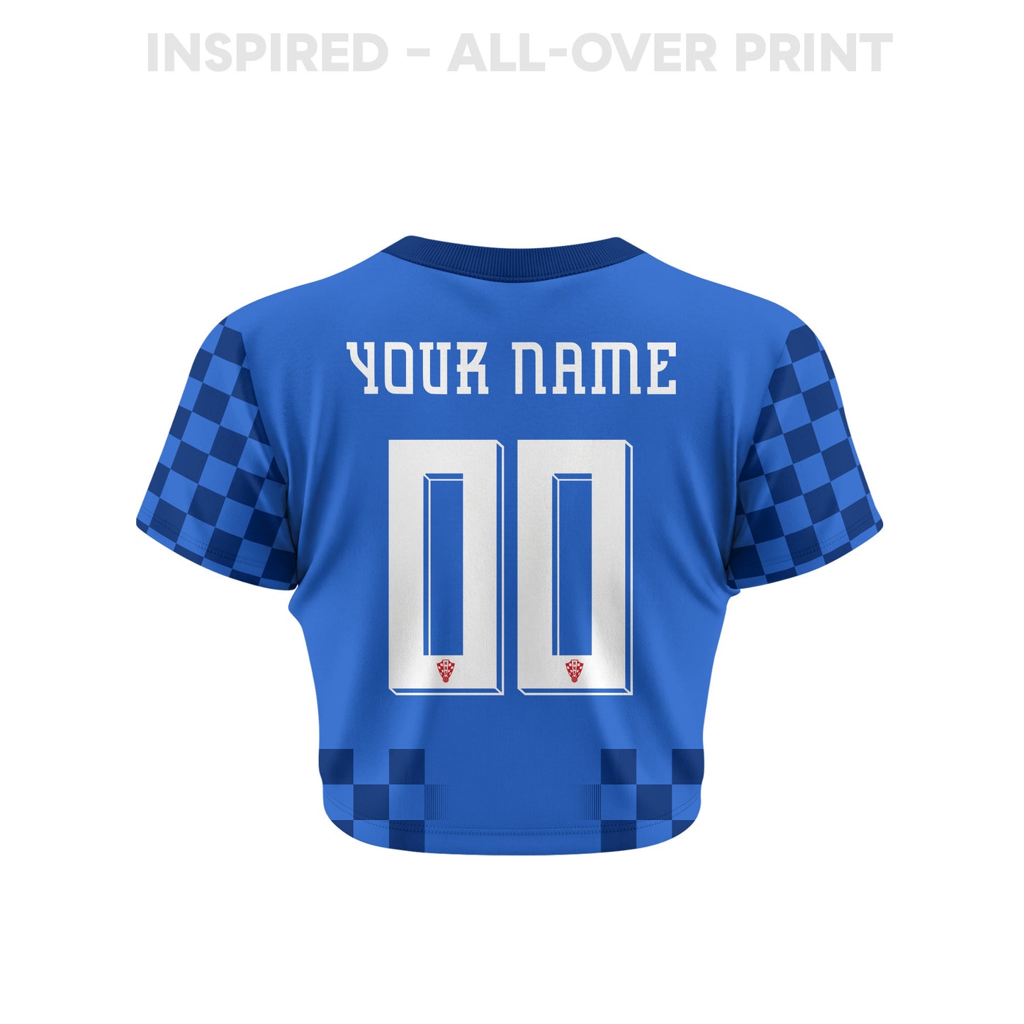 Croatia 2026 Women's Away Personalized All-Over Print Cropped Jersey - Blue